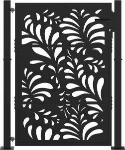 Brama ogrodowa czarna 105x130 cm stalowa wzór fali 3