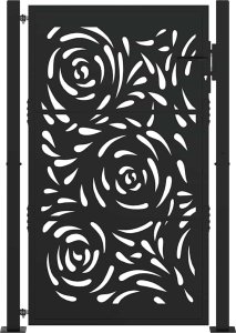 Brama ogrodowa czarna 105x155 cm Stalowy wzór płomienia 3