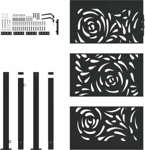 Brama ogrodowa czarna 105x155 cm Stalowy wzór płomienia 4
