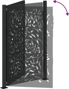 Brama ogrodowa czarna 105x155 cm Stalowy wzór płomienia 7