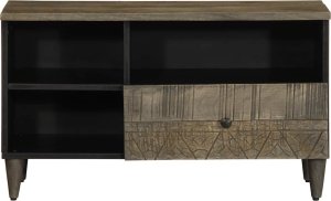 Szafka pod telewizor, czarna, 80x33x46 cm, lite drewno mango 3