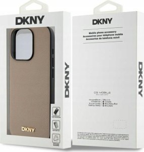 DKNY DKHMP15XPGHLME iPhone 15 Pro Max 6.7" beige/beige hardcase Grained Metal Logo MagSafe 8