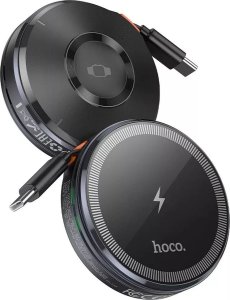 HOCO Ładowarka Indukcyjna Z Chowanym Kablem Typ C Kompatybilna Z MagSafe I Apple Watch 15W CQ18 Szara 1