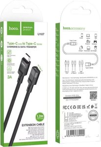 HOCO Adapter OTG Typ C (Męski) Do Typ C (Żeński) 3A U107 1,2 M Czarna 5