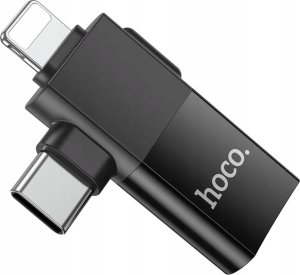 HOCO Adapter OTG Typ C (Męski) / Lightning (Męski) Do USB A (Żeński) 2w1 UA17 Czarny 2
