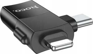 HOCO Adapter OTG Typ C (Męski) / Lightning (Męski) Do USB A (Żeński) 2w1 UA17 Czarny 4