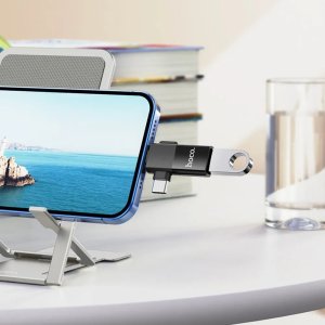 HOCO Adapter OTG Typ C (Męski) / Lightning (Męski) Do USB A (Żeński) 2w1 UA17 Czarny 8