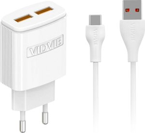 Ładowarka sieciowa dual USB + kabel Typu C 2400 mA 5