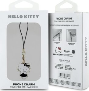 Hello Kitty zawieszka HKCPMKK Phone       Strap czarny/black Charm Kitty Cute 3