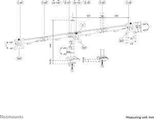 Neomounts Uchwyt biurkowy na 3 monitory 10" - 27" (DS60-600BL3) 17