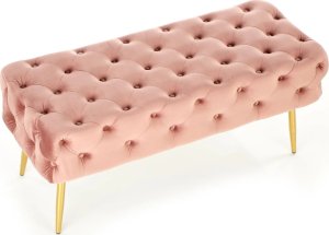 Ławka ATHENA VELVET różowa/złota HALMAR 8