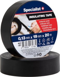 SPECIALIST+ insulating tape, 0.13 x 19 mm, black, 20 m 1