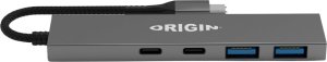 Origin Storage Origin 4 Ports - 2 USB3.2 & 2 Type C Gen1 Hub Przewodowa USB 3.2 Gen 1 (3.1 Gen 1) Type-A + Type-C Szary 2