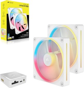 Wentylator Corsair iCUE LINK LX140-R RGB PWM 2-pack + Hub biały (CO-9051056-WW) 3