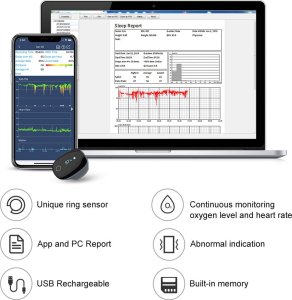 Wellue Czujnik na oddech O2 Ring na sen noc Alarm Wibracja App 7