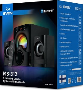 SVEN MS-312 black Bluetooth FM USB Display RC unit power output 20W+2x10W (RMS) 6