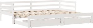 vidaXL vidaXL Sofa rozsuwana z szufladami, bez materaca, białe, 80x200 cm 3