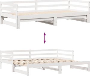 vidaXL vidaXL Sofa rozsuwana z szufladami, bez materaca, białe, 80x200 cm 5