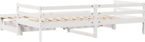 vidaXL vidaXL Sofa rozsuwana z szufladami, bez materaca, białe, 80x200 cm 8
