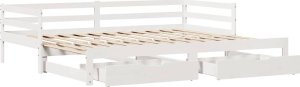 vidaXL vidaXL Sofa rozsuwana z szufladami, bez materaca, białe, 80x200 cm 9