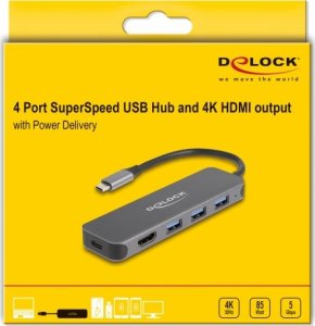 DeLOCK 3P USB Hub+4K HDMI+USB-C+PD 85W - 64171 4