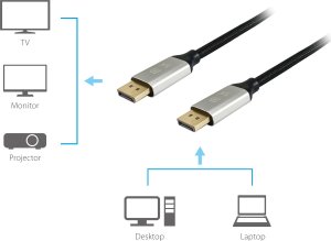 Equip 119263 kabel DisplayPort 3 m Aluminium, Czarny 4