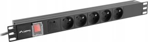 lanberg Listwa zasilająca  rack PDU 19 cali 1U 16A 5x230V 2m czarna 3