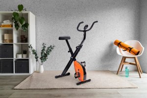 Rowerek treningowy rower stacjonanry fitness mechaniczny licznik komputer płynna regulacja - pomarańczowy ModernHome 4