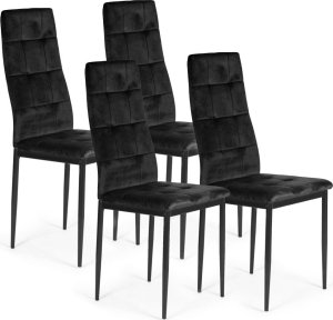 Komplet 4 krzeseł czarne krzesło welurowe do jadalni i salonu ModernHome 1