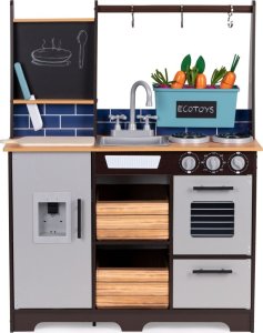 Duża drewniana kuchnia dla dzieci z warzywniakiem i akcesoriami ECOTOYS 2