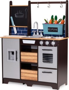 Duża drewniana kuchnia dla dzieci z warzywniakiem i akcesoriami ECOTOYS 4