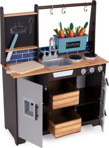 Duża drewniana kuchnia dla dzieci z warzywniakiem i akcesoriami ECOTOYS 5