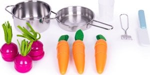 Duża drewniana kuchnia dla dzieci z warzywniakiem i akcesoriami ECOTOYS 6