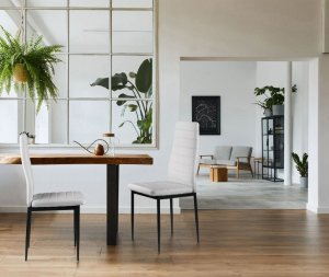 Zestaw 4 krzeseł do salonu jadalni z ekoskóry wyprofilowane oparcie białe 2