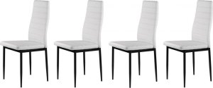 Zestaw 4 krzeseł do salonu jadalni z ekoskóry wyprofilowane oparcie białe 5