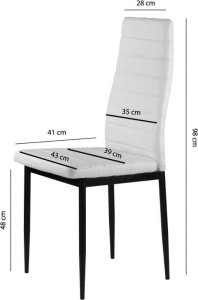 Zestaw 4 krzeseł do salonu jadalni z ekoskóry wyprofilowane oparcie białe 8