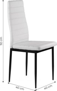 Zestaw 4 krzeseł do salonu jadalni z ekoskóry wyprofilowane oparcie białe 9