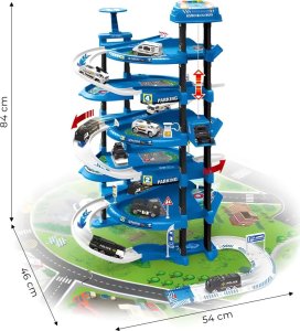Garaż samochodowy XXL komenda policji 5 poziomów + mata z miastem 82 elementy 5