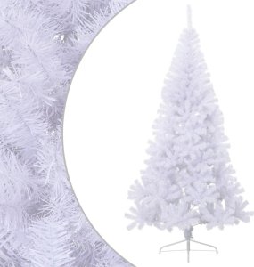 VidaXL Sztuczna choinka ze stojakiem, połówka, biała, 210 cm, PVC 1