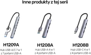 HUB USB Unitek H1209A 7x USB-A 2.0 3.0 (H1209AGY01) 5