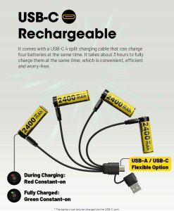 BATTERY RECH. LI-ION AA 1.5V/4PACK NH2400 NITECORE 6