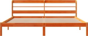 vidaXL vidaXL Rama łóżka z wezgłowiem, woskowy brąz, 200x200 cm, sosnowa 4