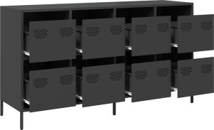 vidaXL Szafka, czarna, 135x39x73,5 cm, stal walcowana na zimno 4