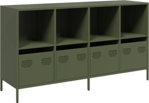 vidaXL Szafka, oliwkowa, 135x39x73,5 cm, stal walcowana na zimno 2
