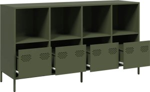 vidaXL Szafka, oliwkowa, 135x39x73,5 cm, stal walcowana na zimno 4