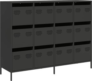 vidaXL Szafka, czarna, 135x39x103,5 cm, stal walcowana na zimno 2