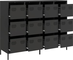 vidaXL Szafka, czarna, 135x39x103,5 cm, stal walcowana na zimno 4