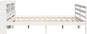 vidaXL Rama łóżka z zagłówkiem bez materaca, biała, 200x200 cm 7