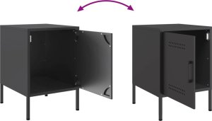 vidaXL Szafka nocna, czarna, 36x39x50,5 cm, stal 10