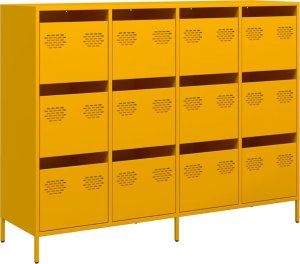 vidaXL Szafka, musztardowa, 135x39x103,5 cm, stal walcowana na zimno 2